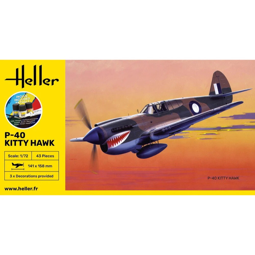 Heller HLL56266 1/72 P-40 Kitty Hawk w/RAAF decals Starter Kit - Image 3
