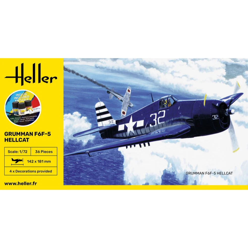 Heller HLL56272 1/72 Grumman F6F-5 Hellcat Starter Kit - Image 3