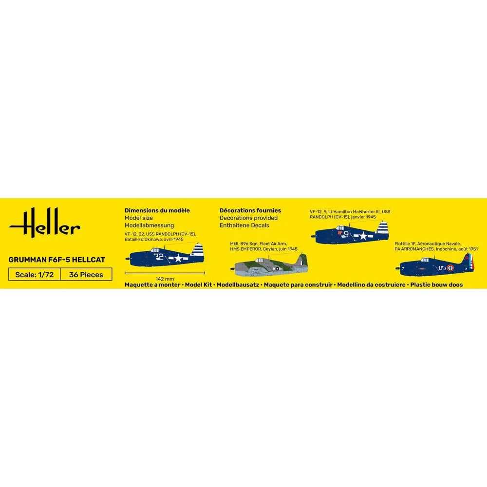 Heller HLL56272 1/72 Grumman F6F-5 Hellcat Starter Kit - Image 5