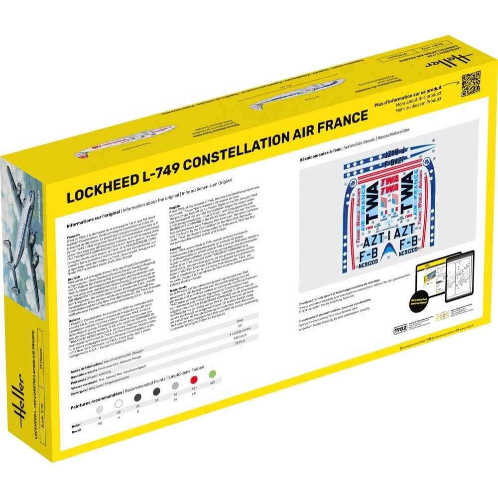 Heller HLL56310 1/72 L-749 Constellation Air France Starter Kit - Image 2