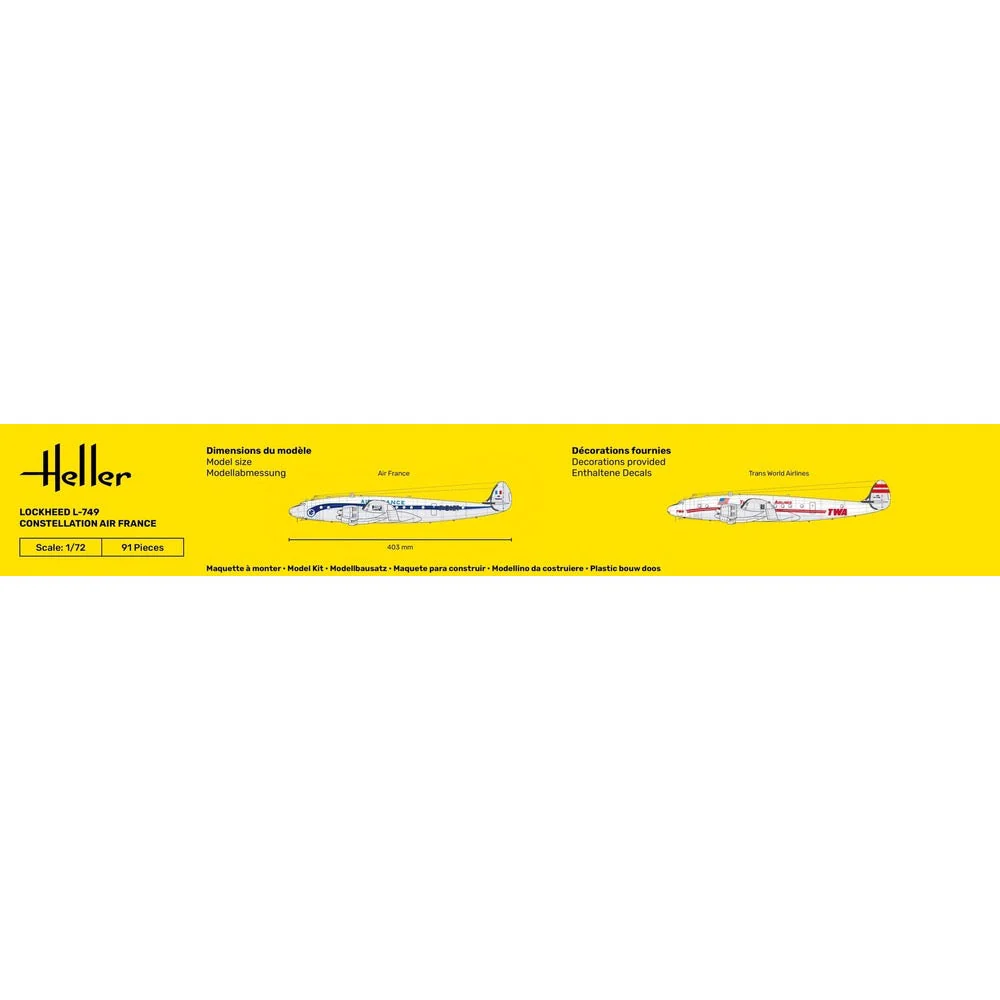 Heller HLL56310 1/72 L-749 Constellation Air France Starter Kit - Image 5