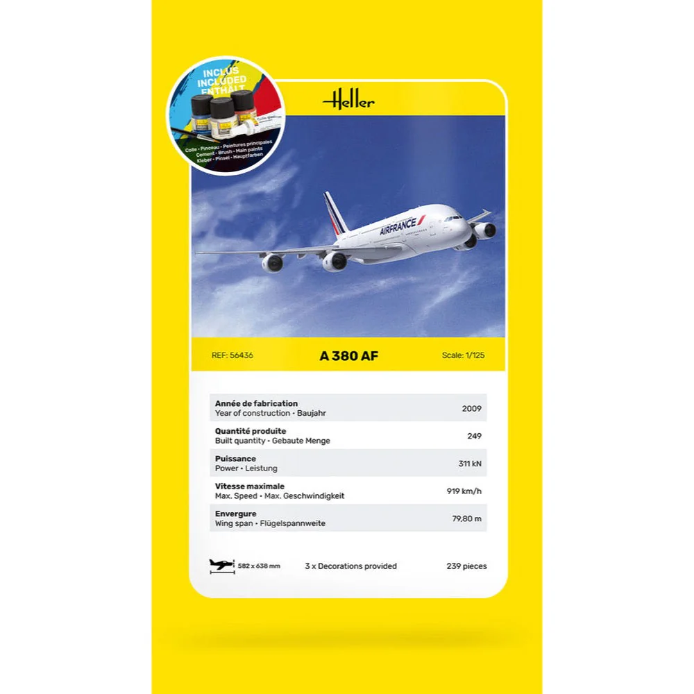 Heller HLL56436 1/125 A380 Air France Starter Kit - Image 7