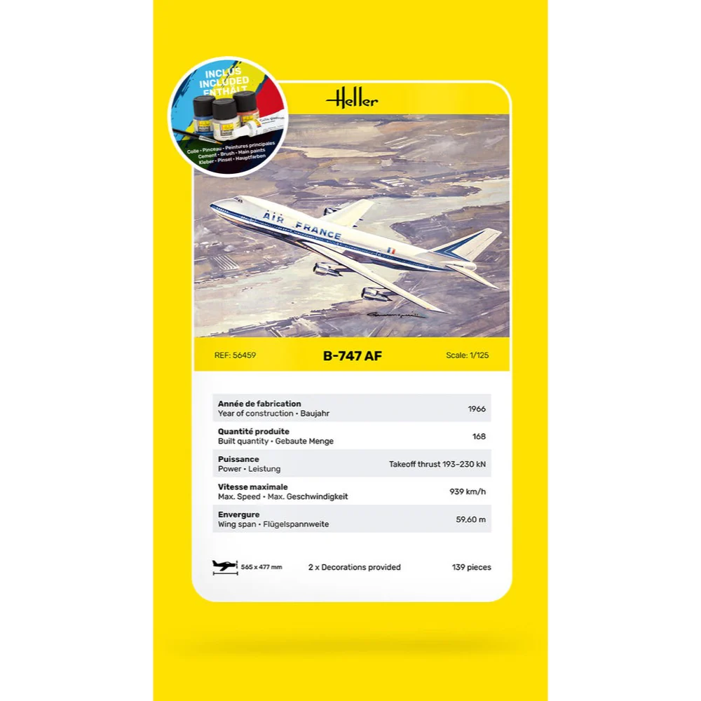 Heller HLL56459 1/125 B747 Air France Starter Kit - Image 6