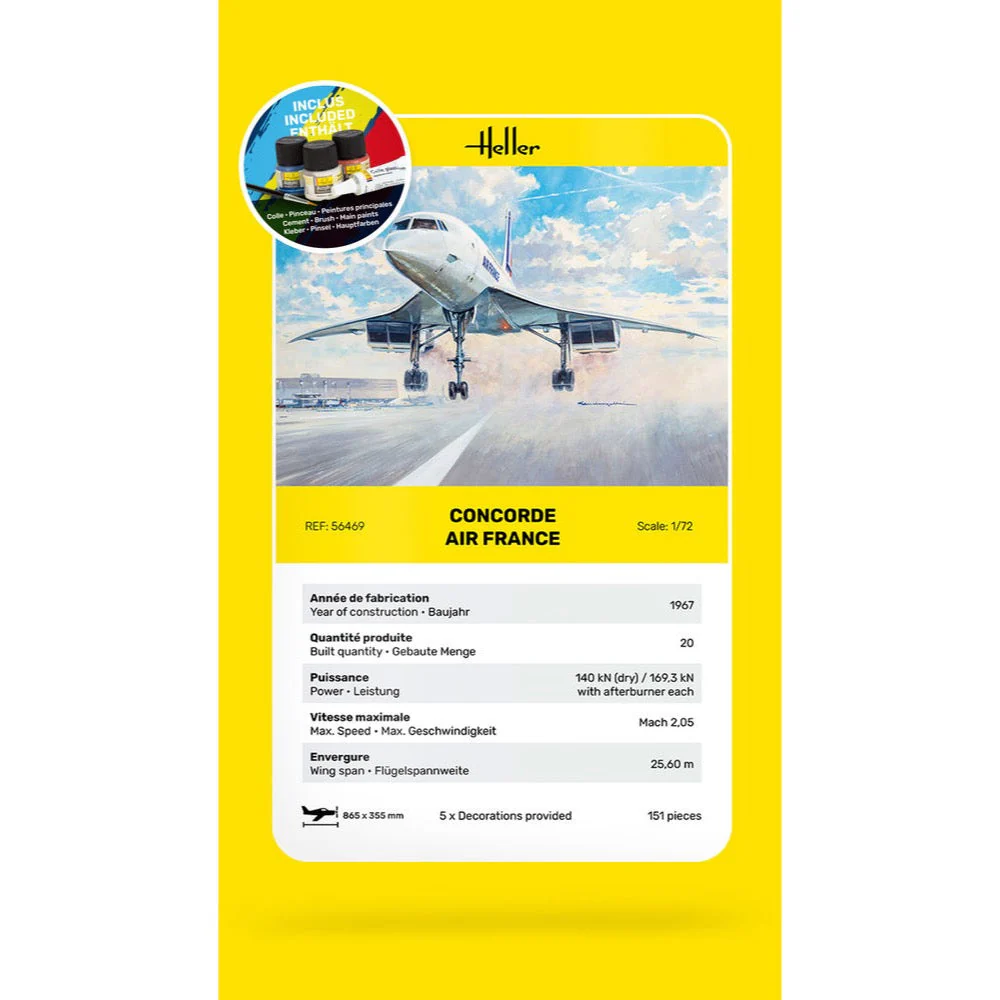 Heller HLL56469 1/72 Concorde Air France Starter Kit - Image 7