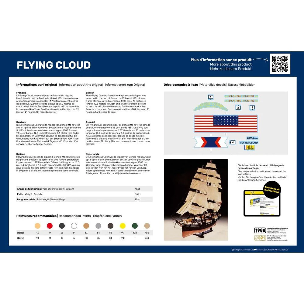 Heller HLL56830 1/200 Flying Cloud Starter Kit - Image 4