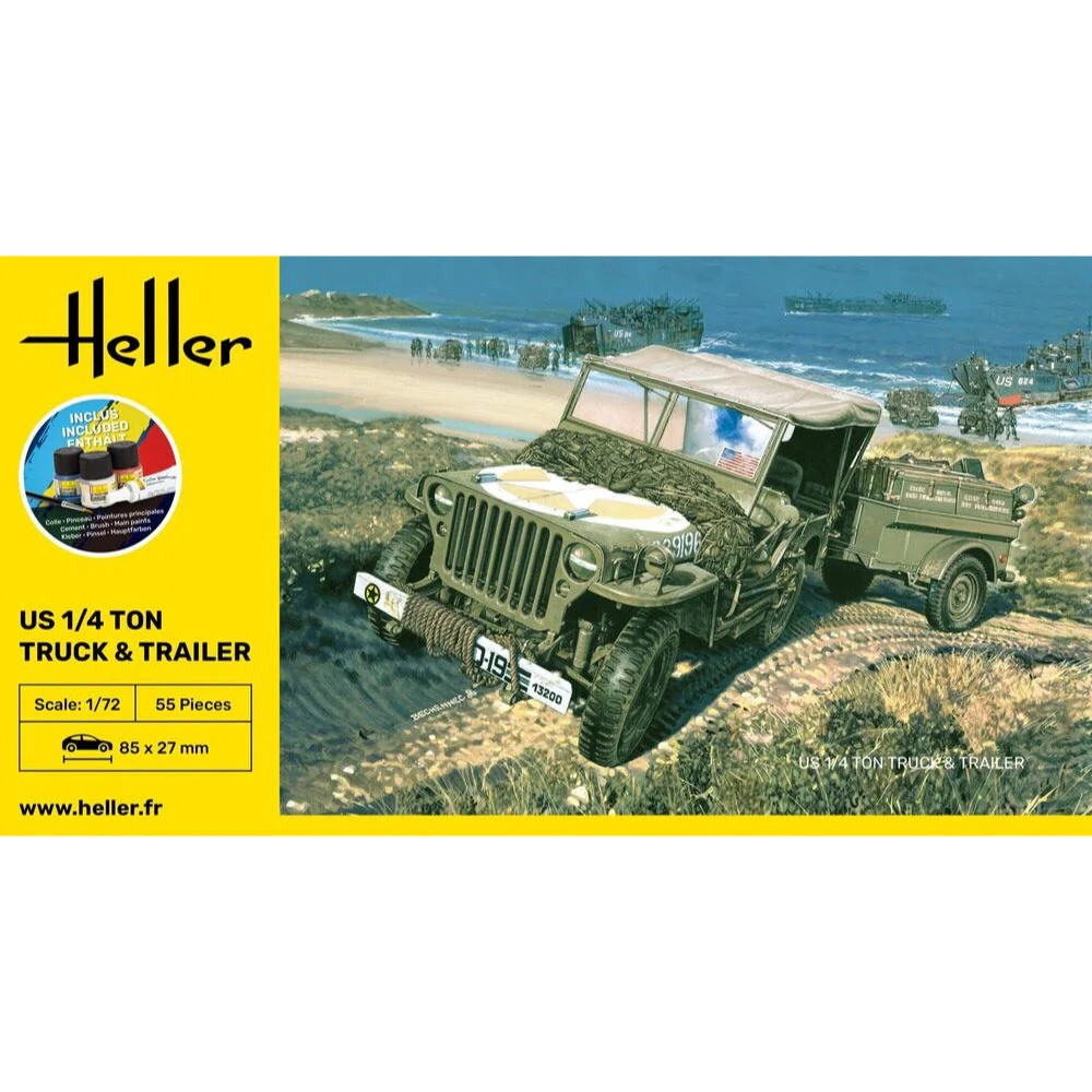 Heller HLL56997 1/72 US 1/4 Ton Truck & Trailer Starter Kit - Image 3
