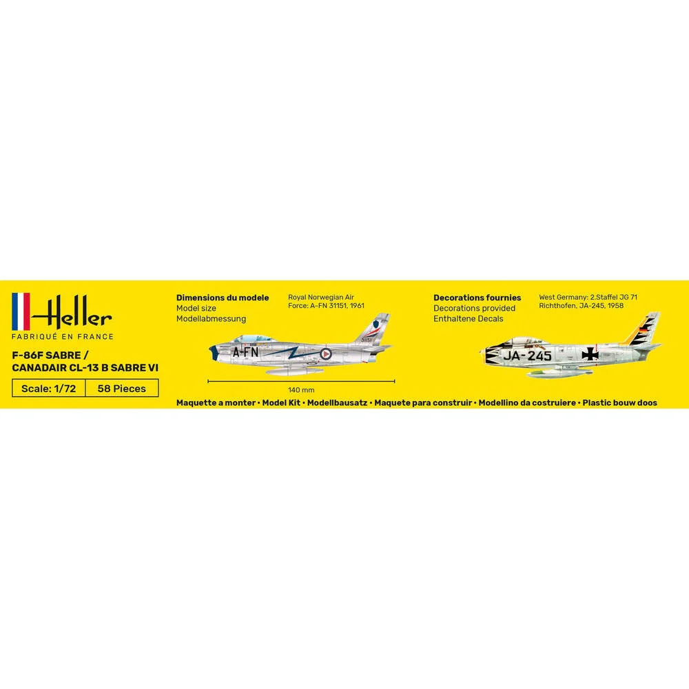 Heller HLL80277 1/72 F-86F Sabre / Canadair CL-13 B Sabre VI - Image 4