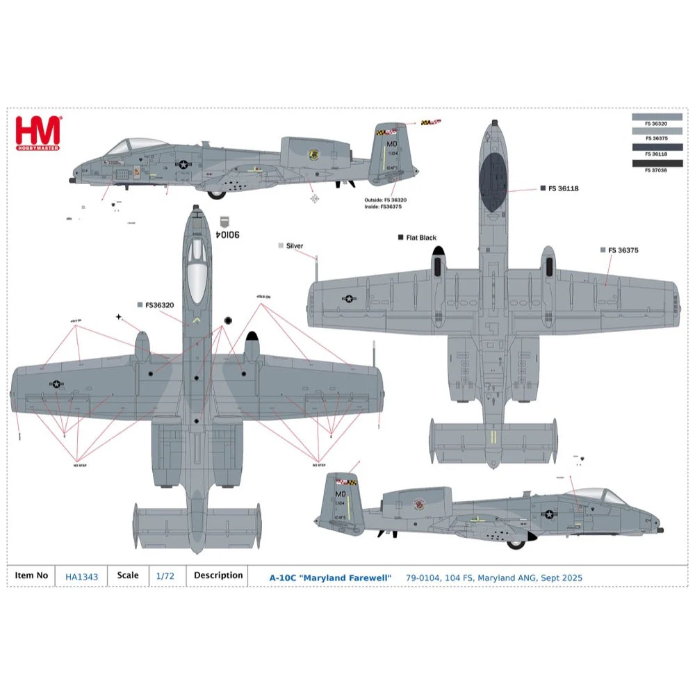 Hobby Master 1343 1/72 A-10C Maryland Farewell 79-0104 104 FS Maryland ANG Sept 2025 - Image 8