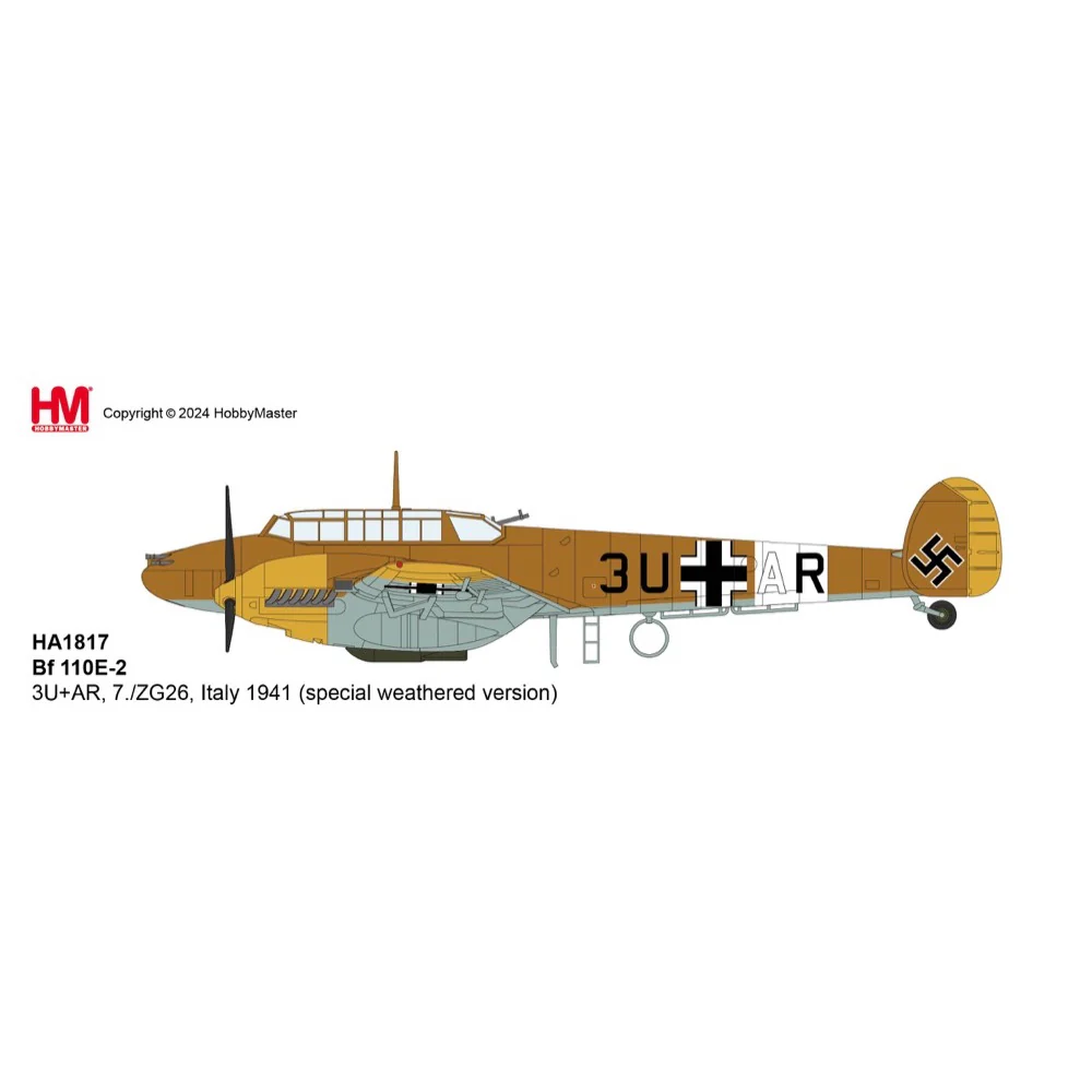 Hobby Master 1817 1/72 BF 110E-2 3U+AR 7./ZG 26 Italy 1941 special weathered version - Image 9