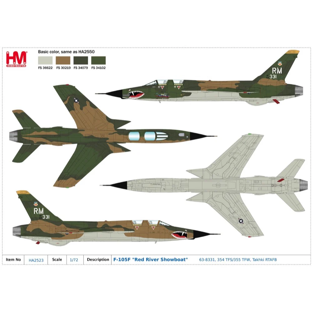 Hobby Master 2523 1/72 F-105F Red River Showboat 63-8331 354 TFS/355 TFW Takhki RTAFB - Image 8