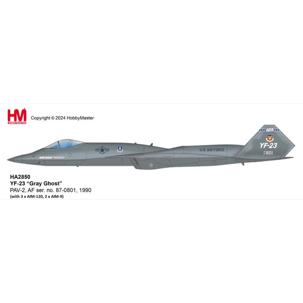 Hobby Master 2850 1/72 YF-23 Gray Ghost PAV-2, AF ser.no.87-0801,1990 with 3 xAIM-120,2 xAIM-9 - Image 9