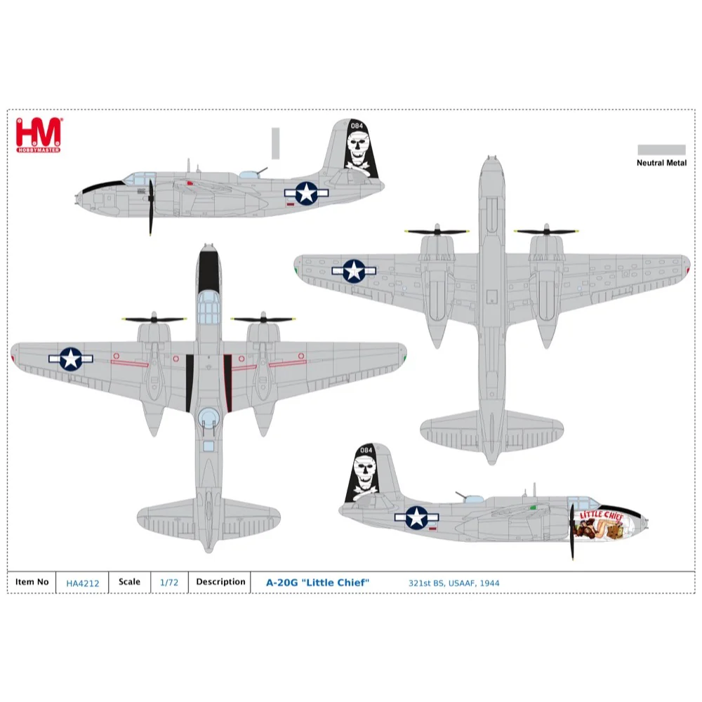 Hobby Master 4212 1/72 A-20G Little Chief 321st BS USAAF 1944 - Image 11
