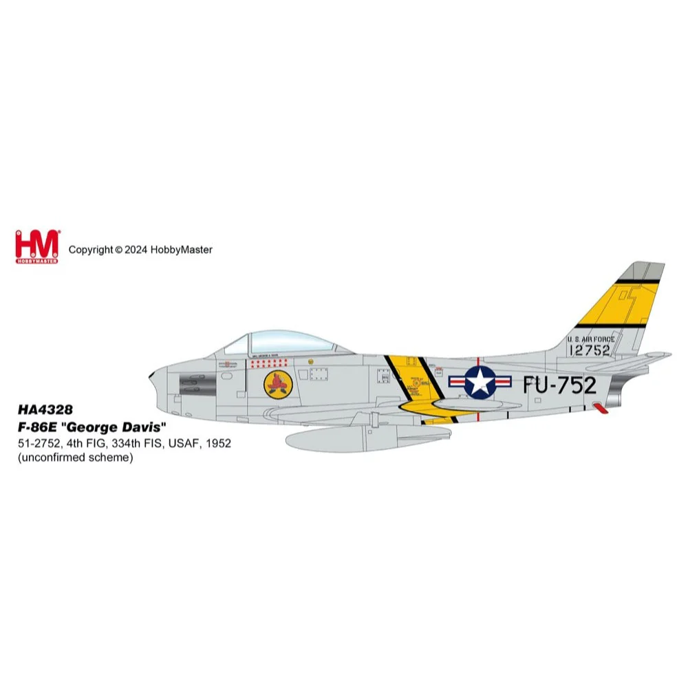 Hobby Master 4328 1/72 F-86E George Davis 51-2752 4th FIG 334th FIS USAF 1952 - Image 9