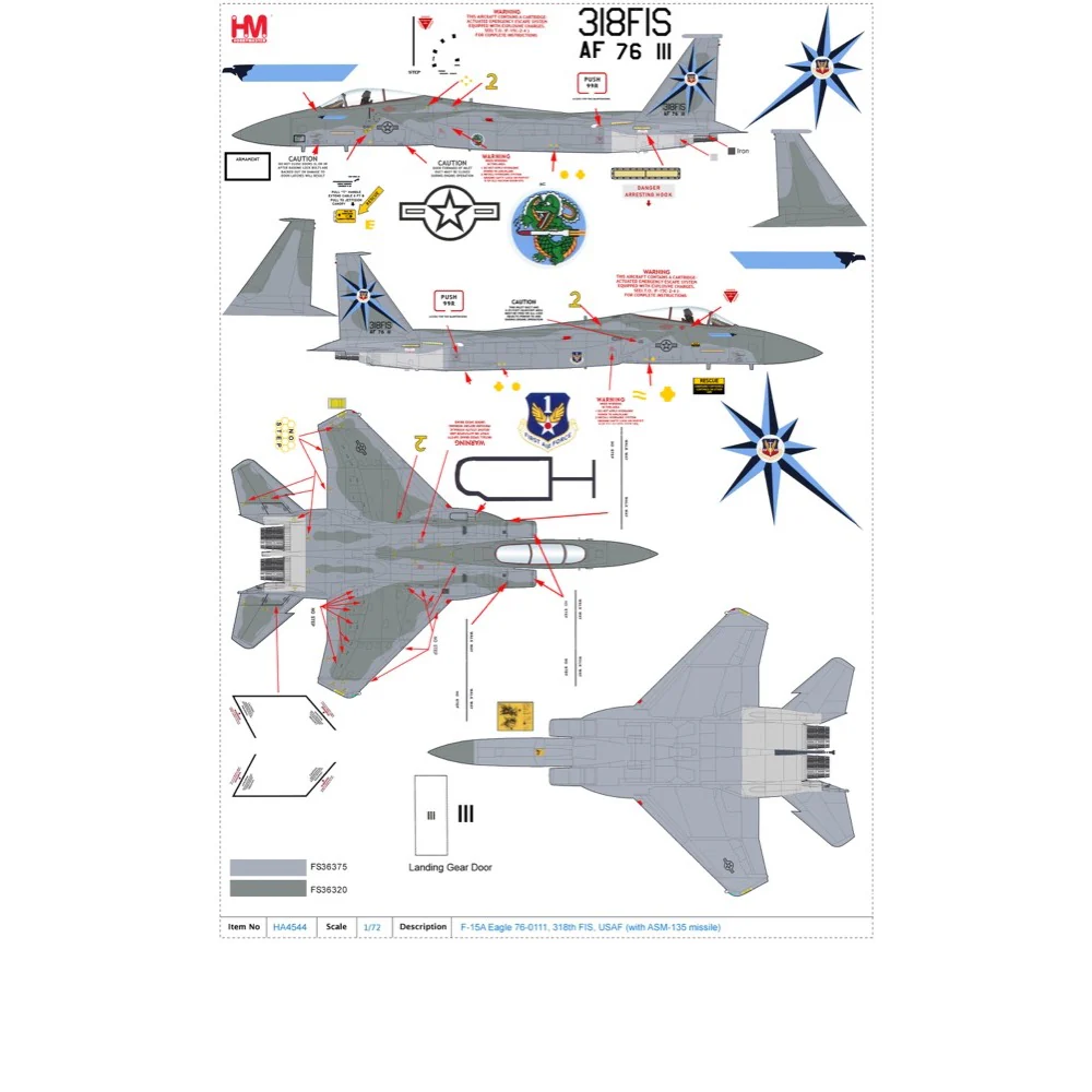 Hobby Master 4544 1/72 F-15A Eagle 76-0111, 318th FIS, USAF with ASM-135 missile - Image 10