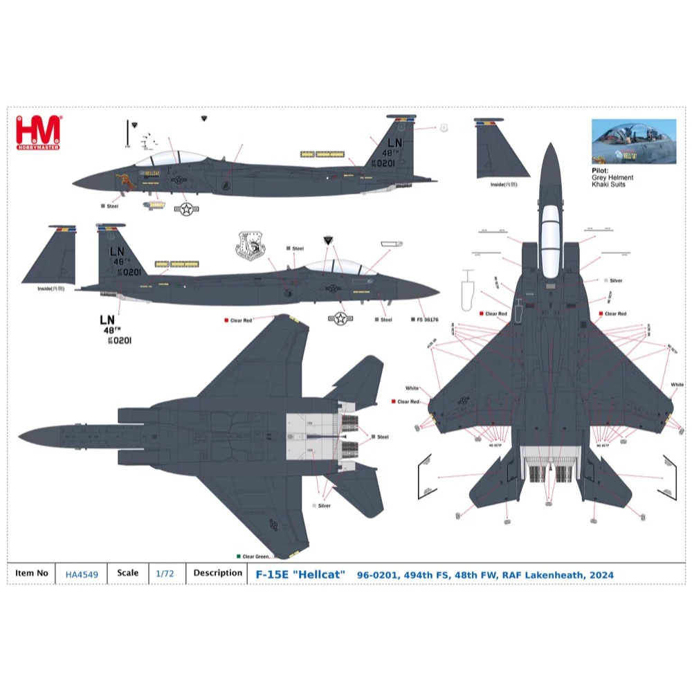 Hobby Master 4549 1/72 F-15E "Hellcat" 96-0201, 494th FS, 48th FW, RAF Lakenheath, 2024 - Image 10
