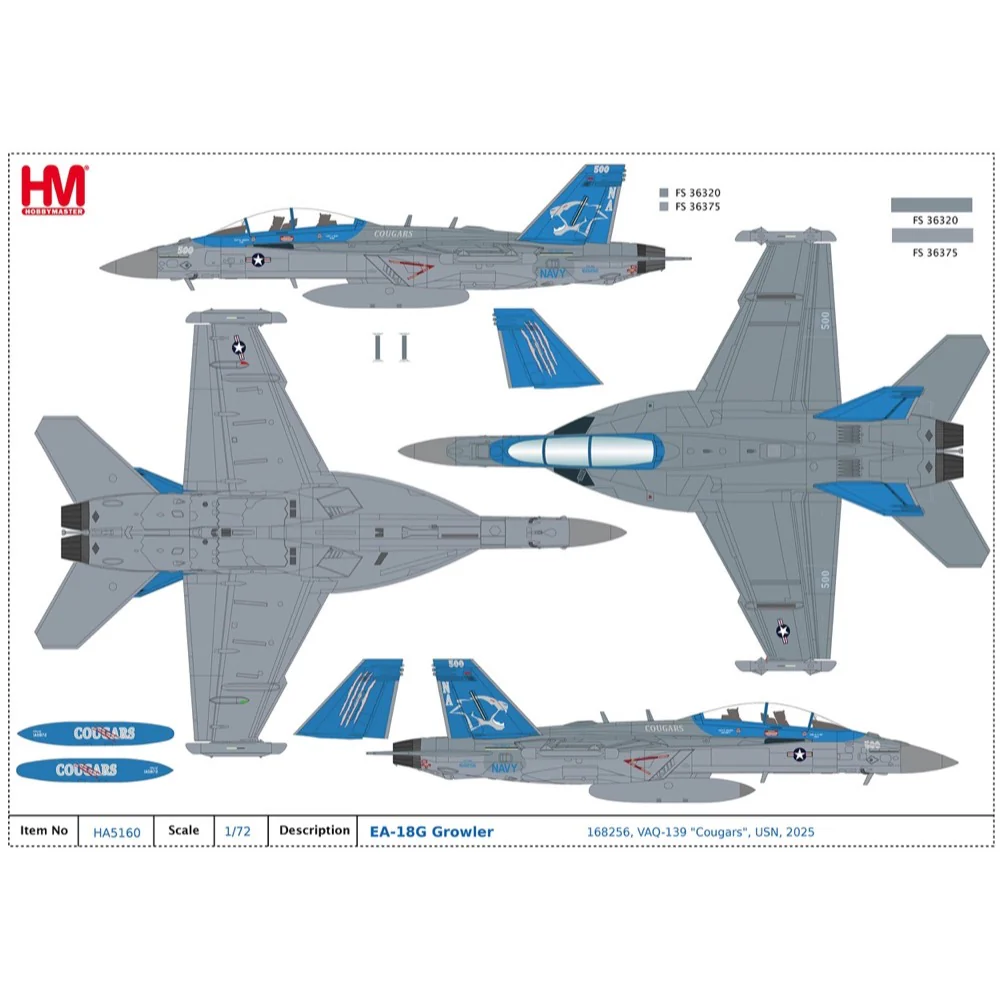 Hobby Master 5160 1/72 EA-18G Growler 168256 VAQ-139 Cougars USN 2025 - Image 8