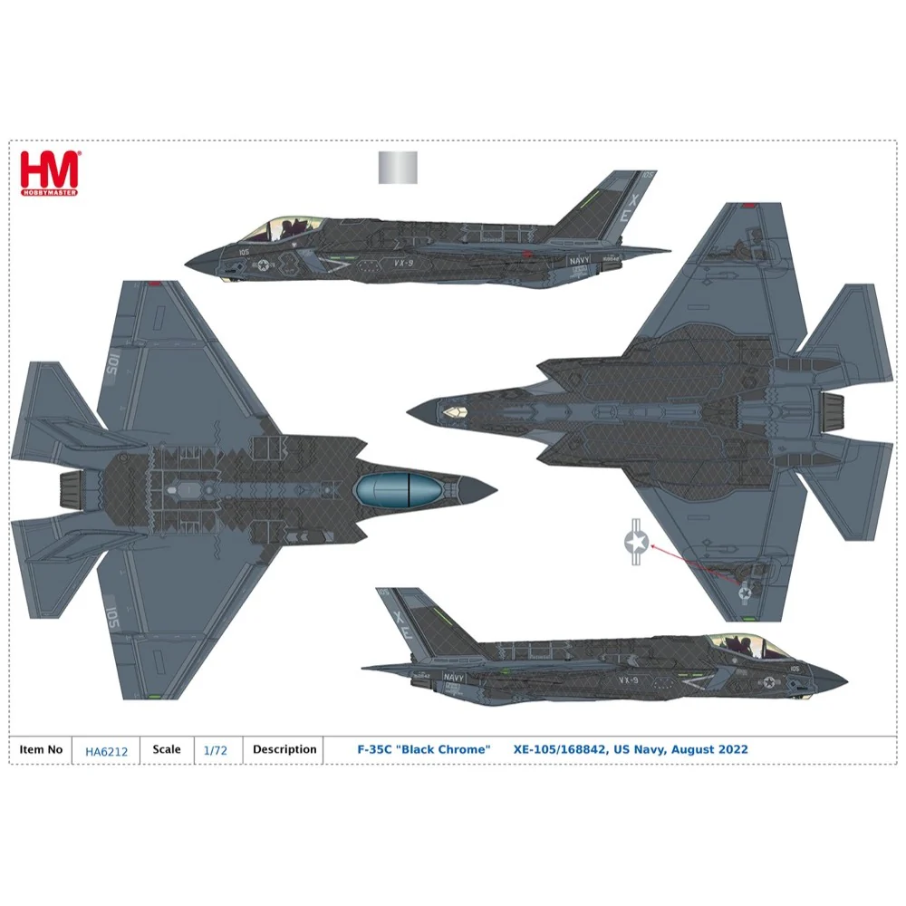 Hobby Master 6212 1/72 F-35C "Black Chrome" XE-105/168842, US Navy, August 2022 - Image 10