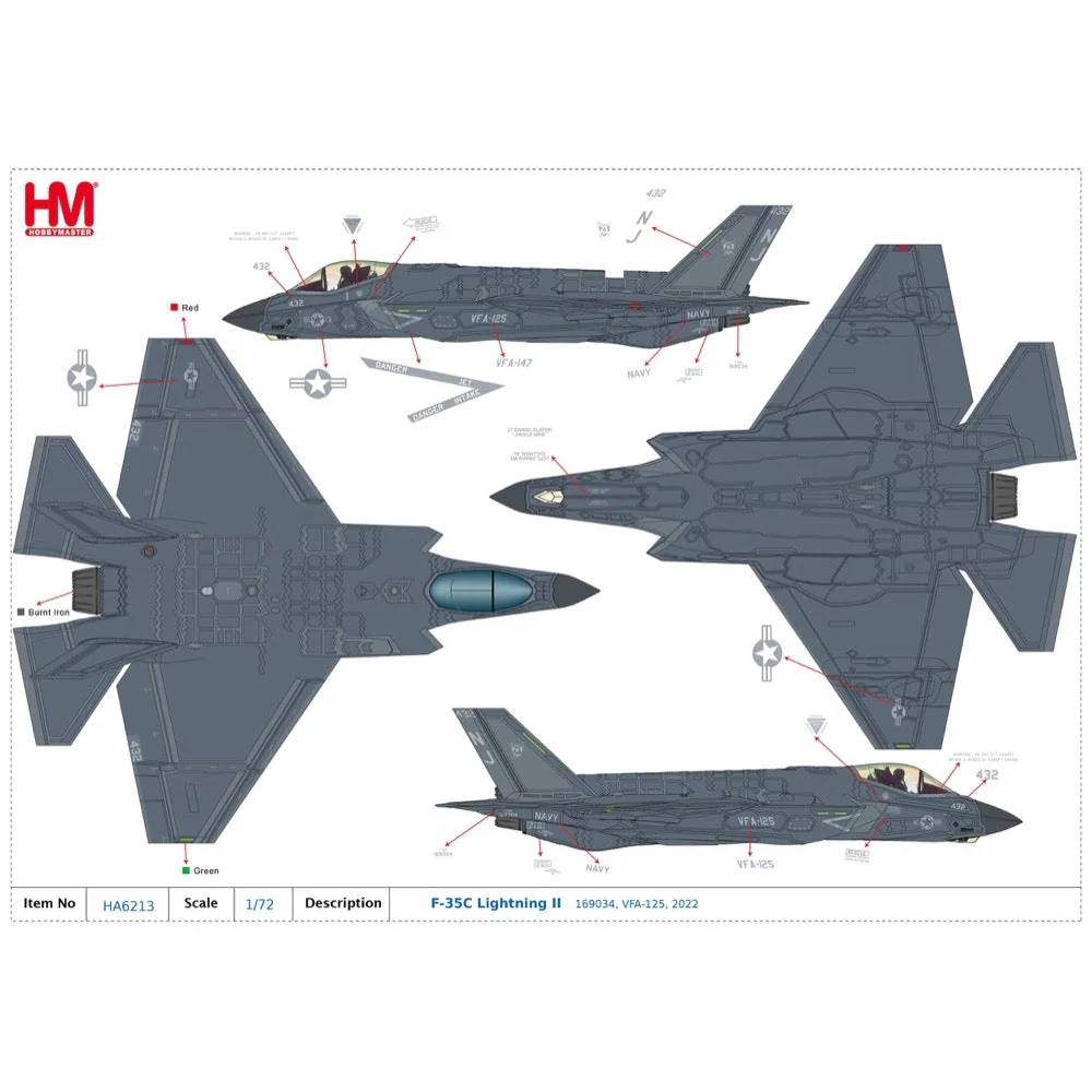 Hobby Master 6213 1/72 F-35C Lightning II 169034 VFA-125 2022 - Image 2