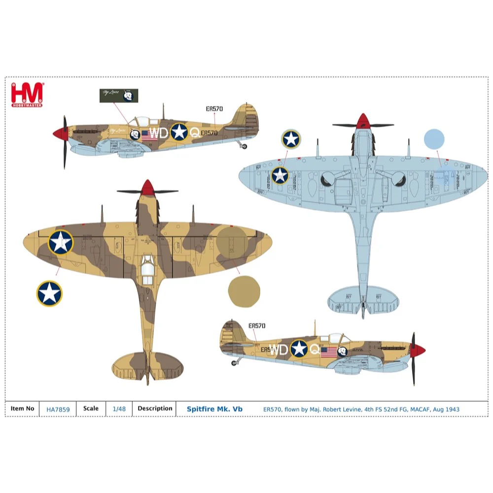 Hobby Master 7859 1/48 Spitfire Mk.Vb Trop ER570, 4th FS, 52nd FG, MACAF, August 1943 - Image 9
