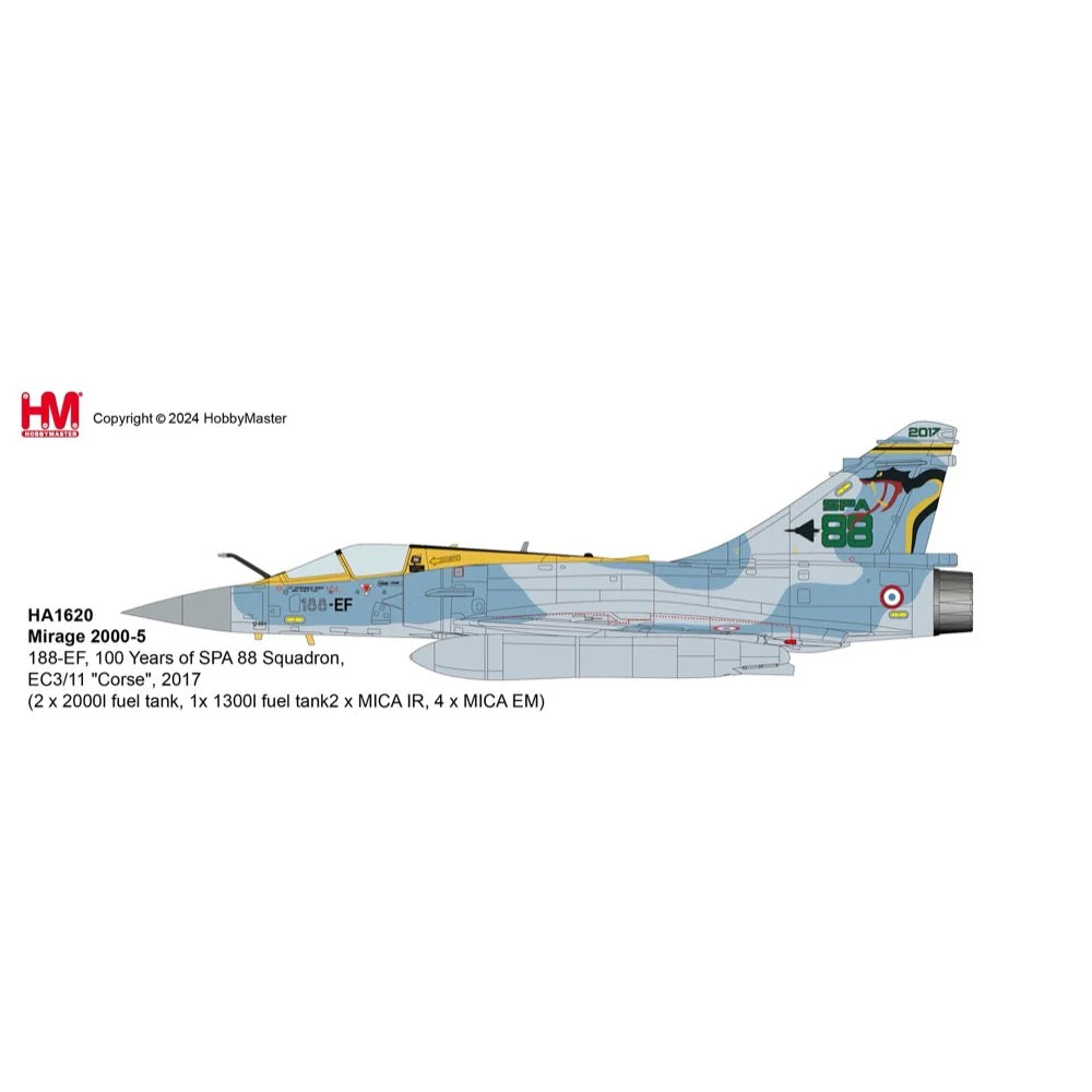 Hobby Master HA1620 1/72 Mirage 2000-5 188-EF 100 Years of Spa 88 Squadron EC3/11 Corse 2017 - Image 11