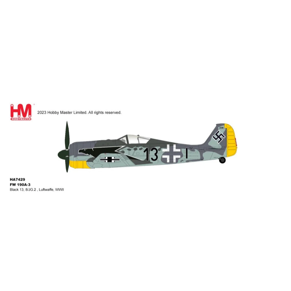 Hobby Master HA7429 1/48 FW 190A-3 Black 13 8/JG.2 Luftwaffe WWII - Image 11