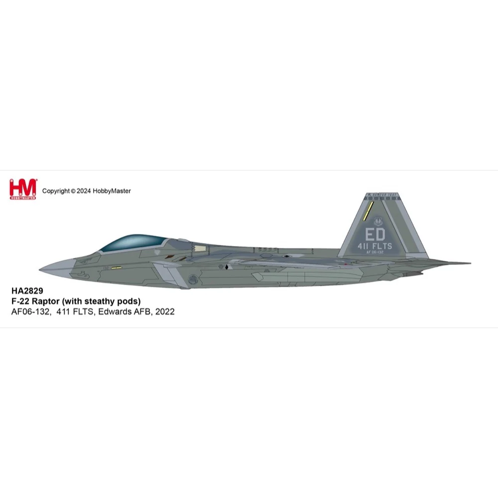 Hobby Master 2829 1/72 F-22 Raptor (with stealthy pods) AF06-132 411 FLTS Edwards AFB 2022 - Image 10