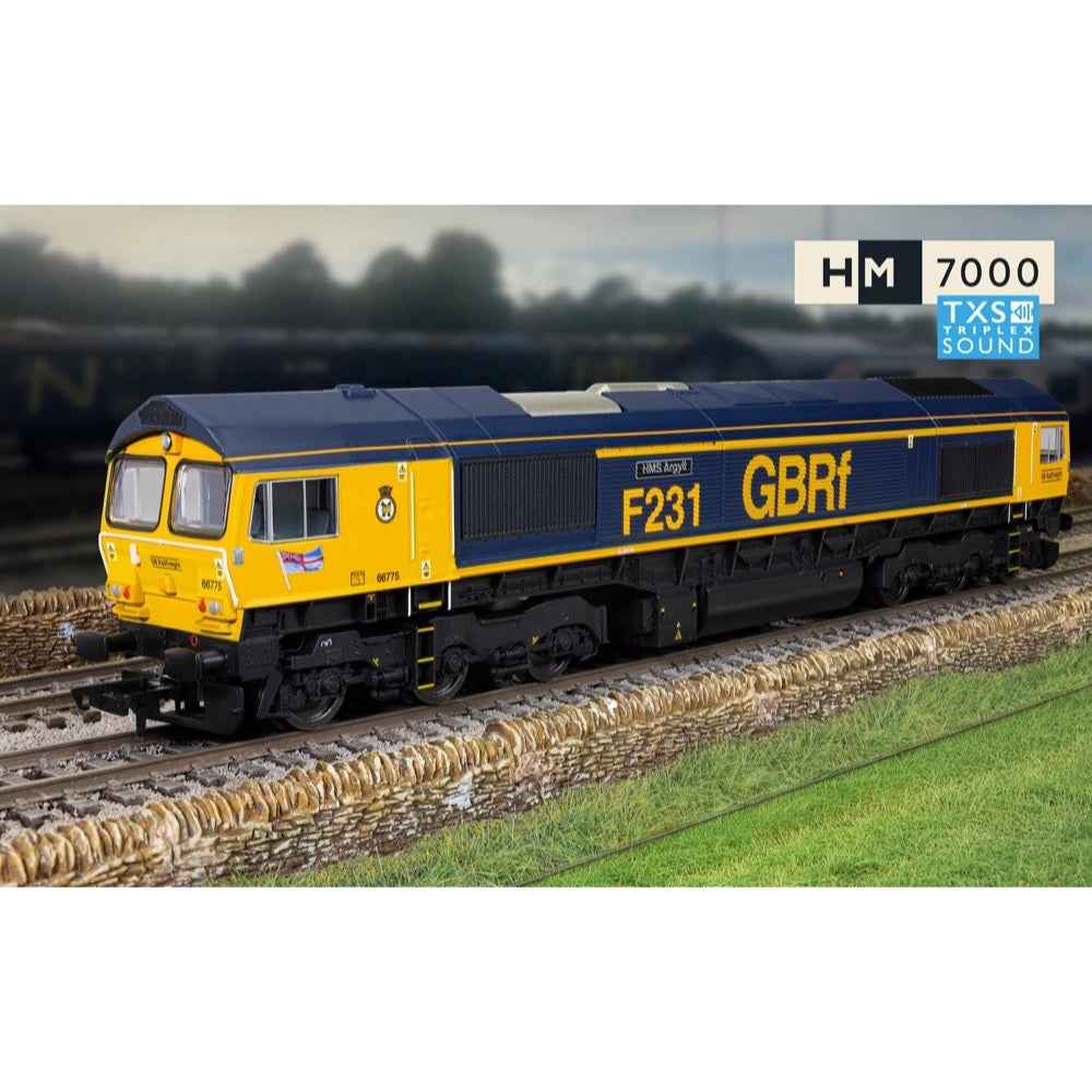 Hornby R30534TXS OO Rail Road GBRf Class 66 HMS Argyll 66775 DCC Sound Fitted Electric Locomotive Train Pack - Image 7