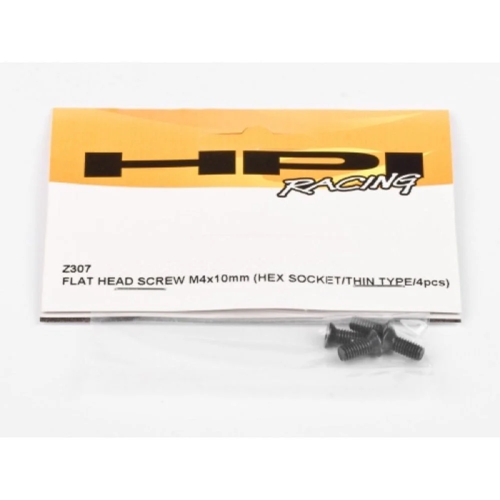 HPI Z307 Flat Head Screw M4X10mm (Hex Socket/Thin Type/4Pc)