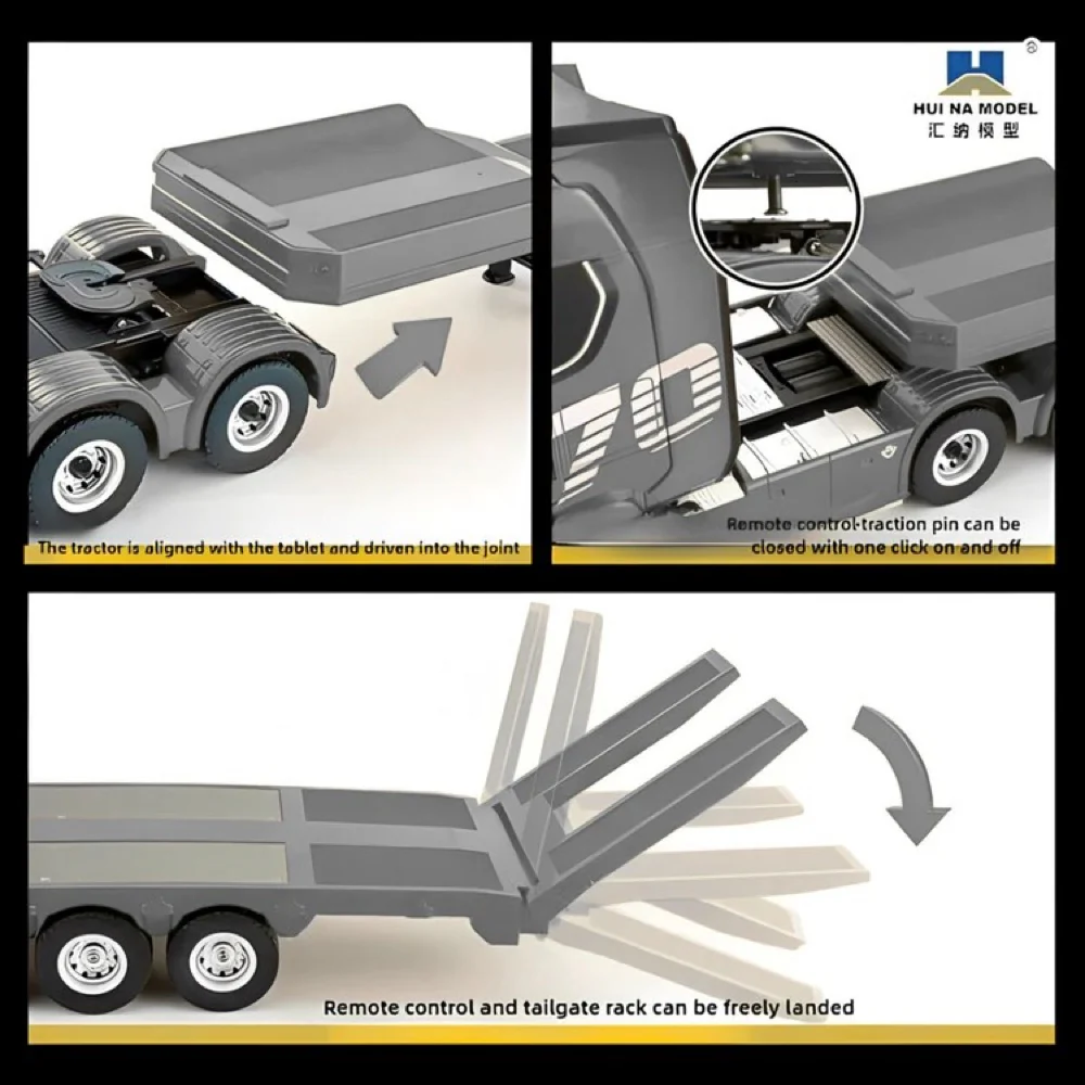 Huina HN1502-G 1/18 Flatbed Trailer (Grey) - Image 5