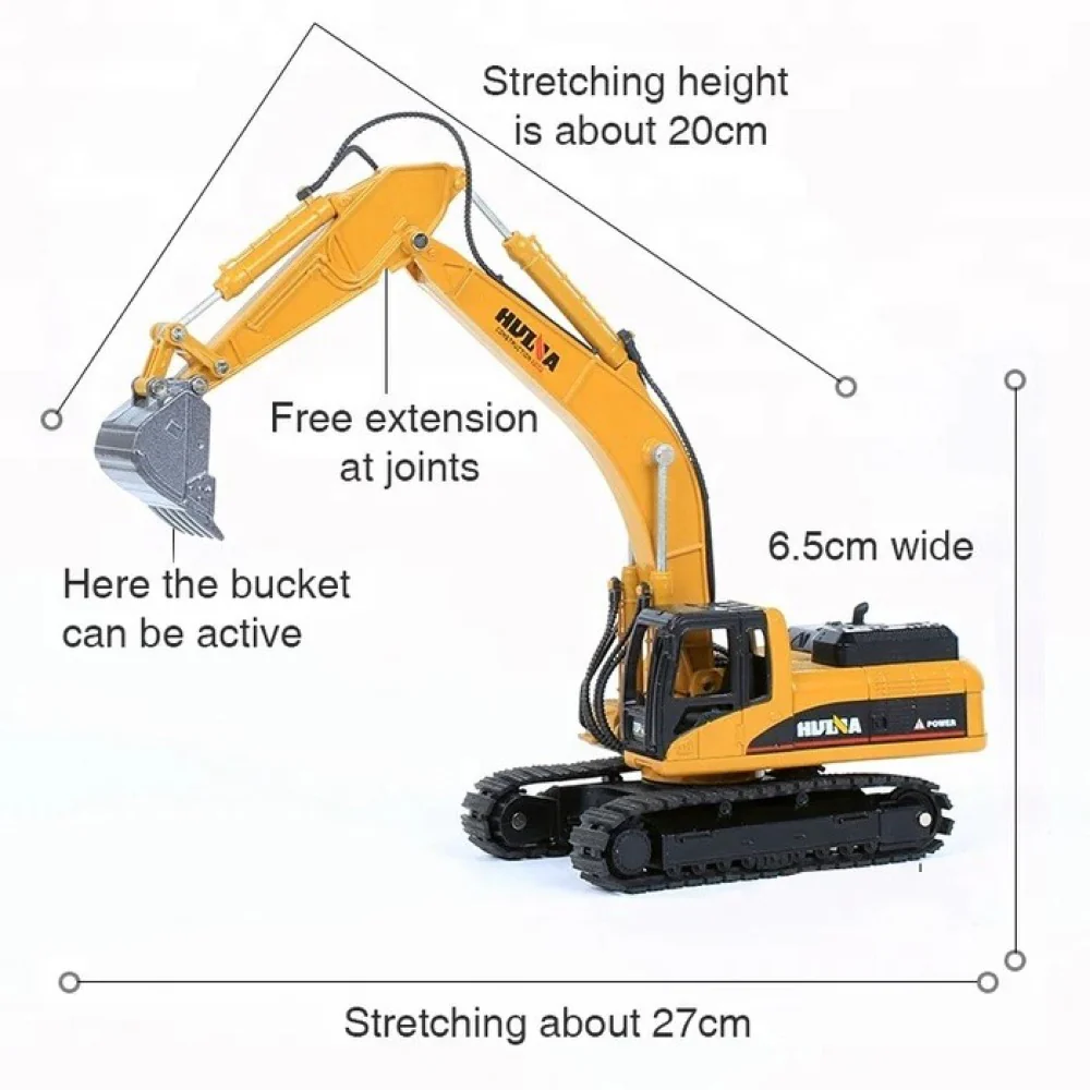 Huina HN1710 1/50 Diecast Excavator - Image 6