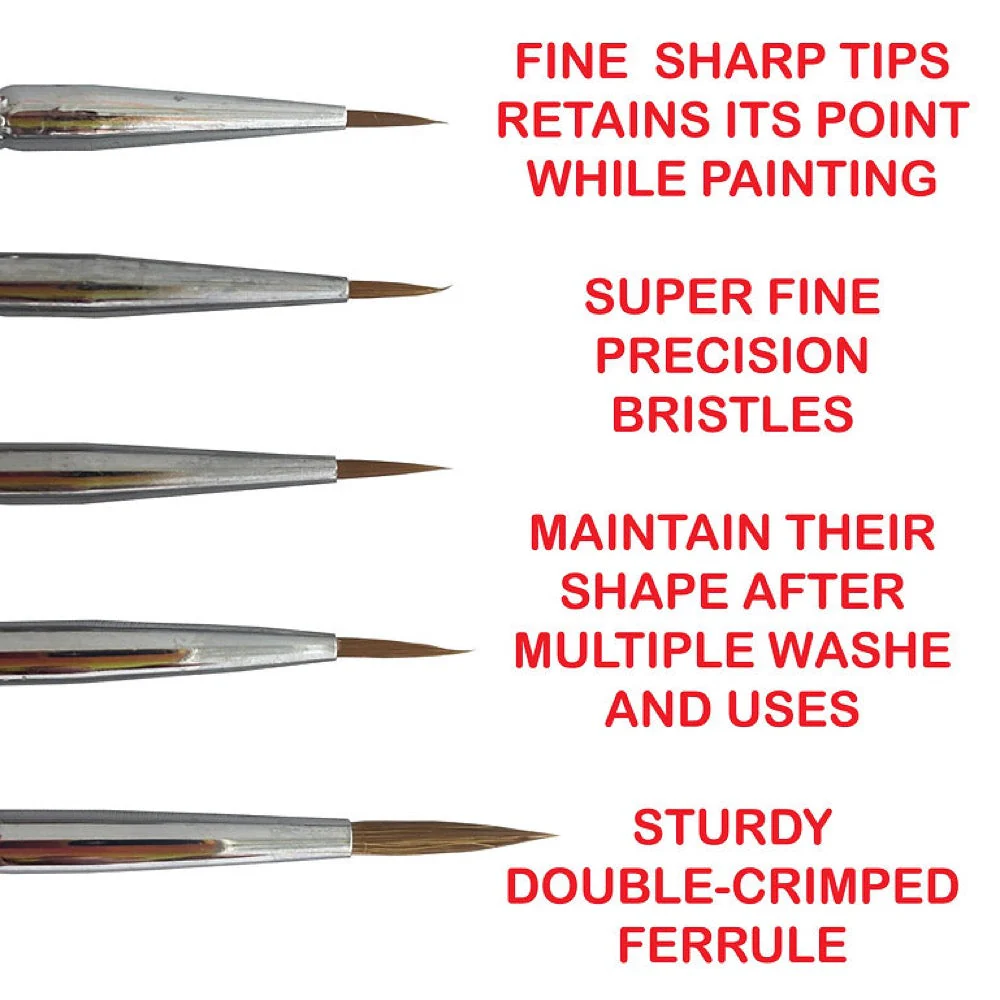 Icky Sticky 14016 Langhao Hair Detail Paint Brush Sets 3/0 2/0 0 1 2 - Image 6