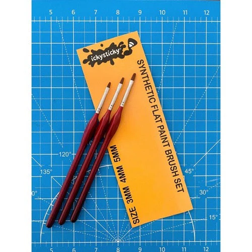 Icky Sticky 14018 Synthetic Flat Detail Paint Brush Set - Image 4