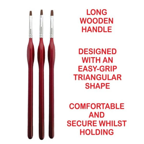 Icky Sticky 14018 Synthetic Flat Detail Paint Brush Set - Image 5