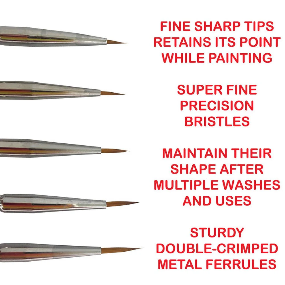 Icky Sticky 14024 Synthetic Hair Detail Paint Brush Set 2 3 4 5 6 - Image 7