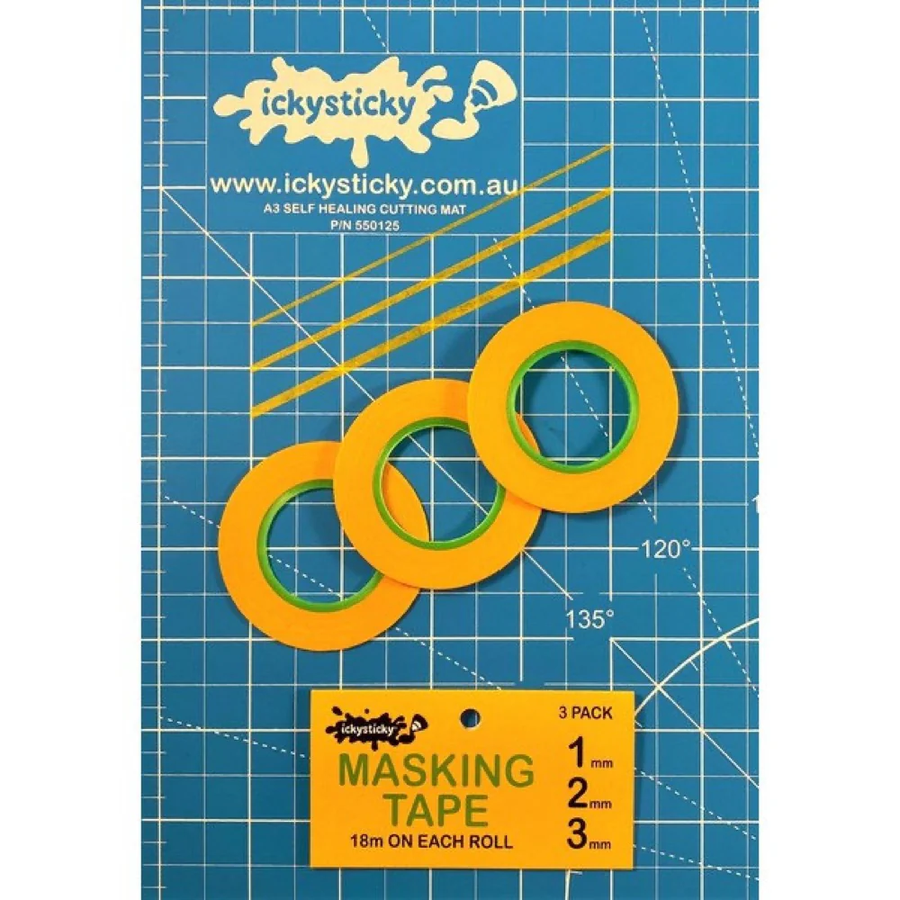 Icky Sticky 32009 Masking Tape 1mm, 2mm, 3mm Set - Image 2