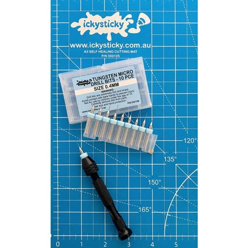Icky Sticky 550108 Tungsten Micro Drill Bits 0.4mm (10 piece)