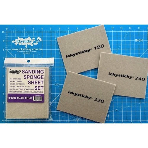 Icky Sticky 550149 Sanding Sponge 180, 240, 320 3pk