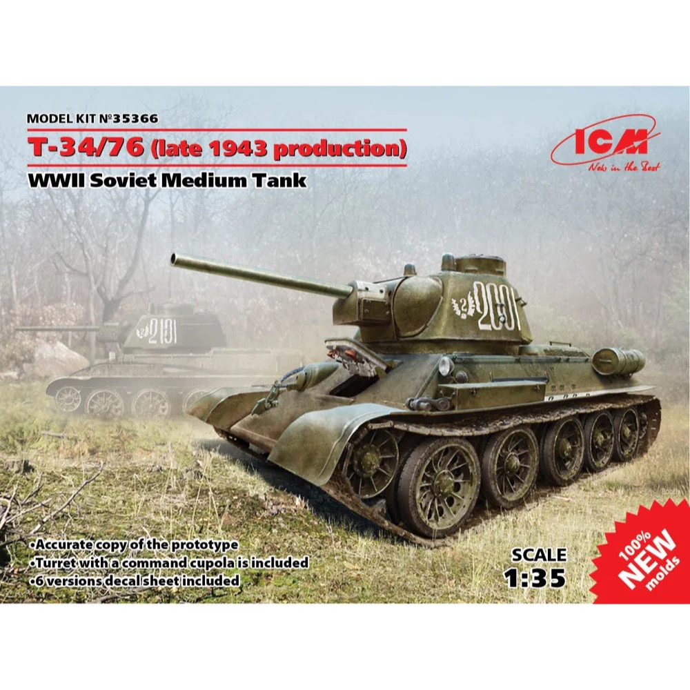 ICM 35366 1/35 T-34/76 Late 1943 Production WWII Soviet Medium Tank - Image 14