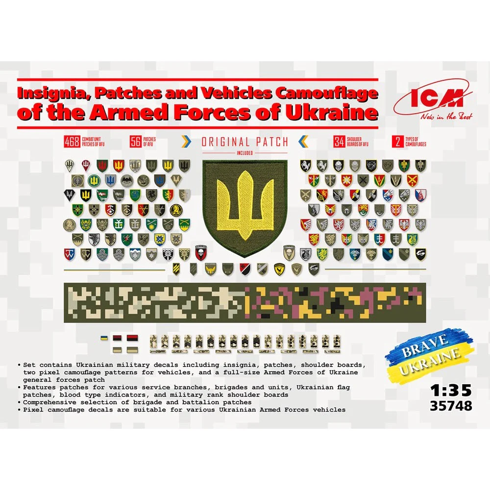 ICM 35748 1/35 Chevrons of Personnel and Camouflage of Military Vehicles of the Ukrainian Army - Image 2