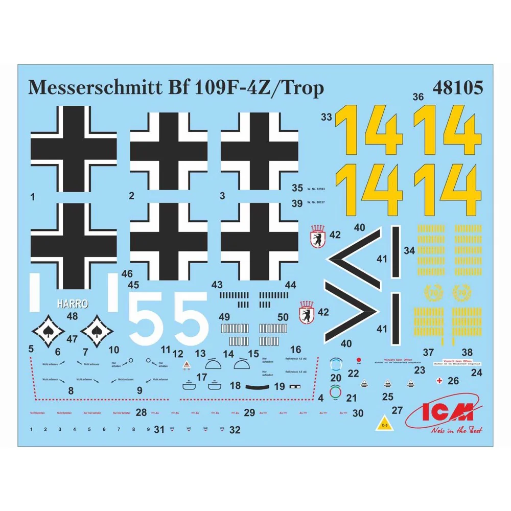 ICM 48105 1/48 Messerschmitt Bf 109F-4Z/Trop WWII German Fighter - Image 7