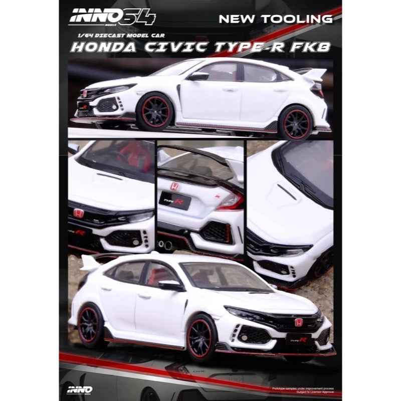 Inno 64-FK8-WHI 1/64 Honda Civic Type R FK8 White - Image 5