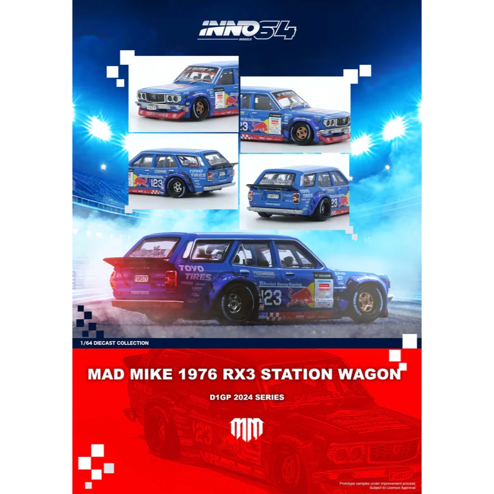 Inno 64-RX3P-D1GP24 1/64 Mad Mike 1976 Mazda RX3 Station Wagon D1GP 2024 Series - Image 7