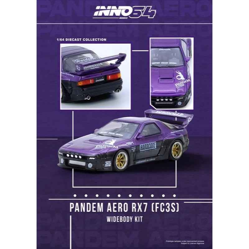 Inno 64-RX7FCP-PB 1/64 Mazda Rx-7 FC3S Pandem Rocket Bunny Purple - Image 5