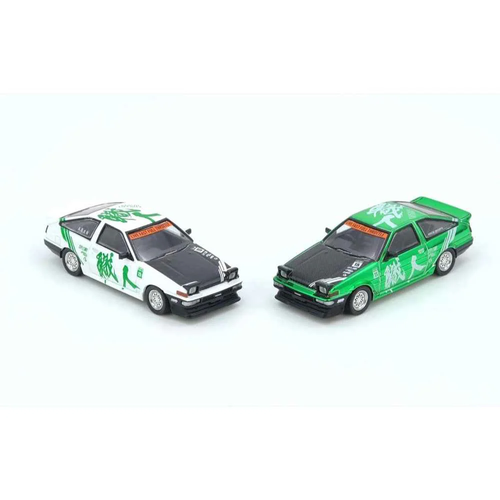 Inno IN64-AE86-KT 1/64 Toyota Sprinter Trueno Ae86 Keiichi Tsuchiya With Chase Car Limited Edition - Image 2