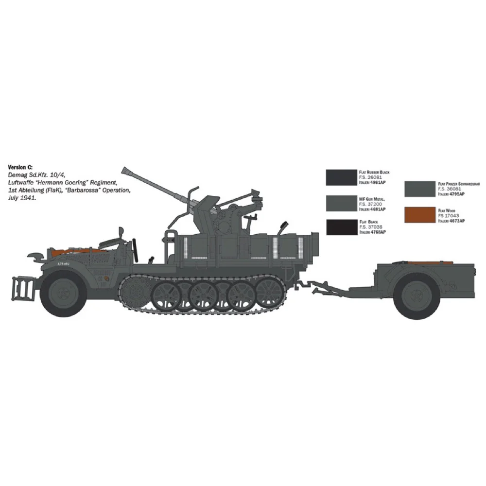 Italeri 6395S 1/35 Sd.Kfz 10/4 with Flak 30 and Crew - Image 5