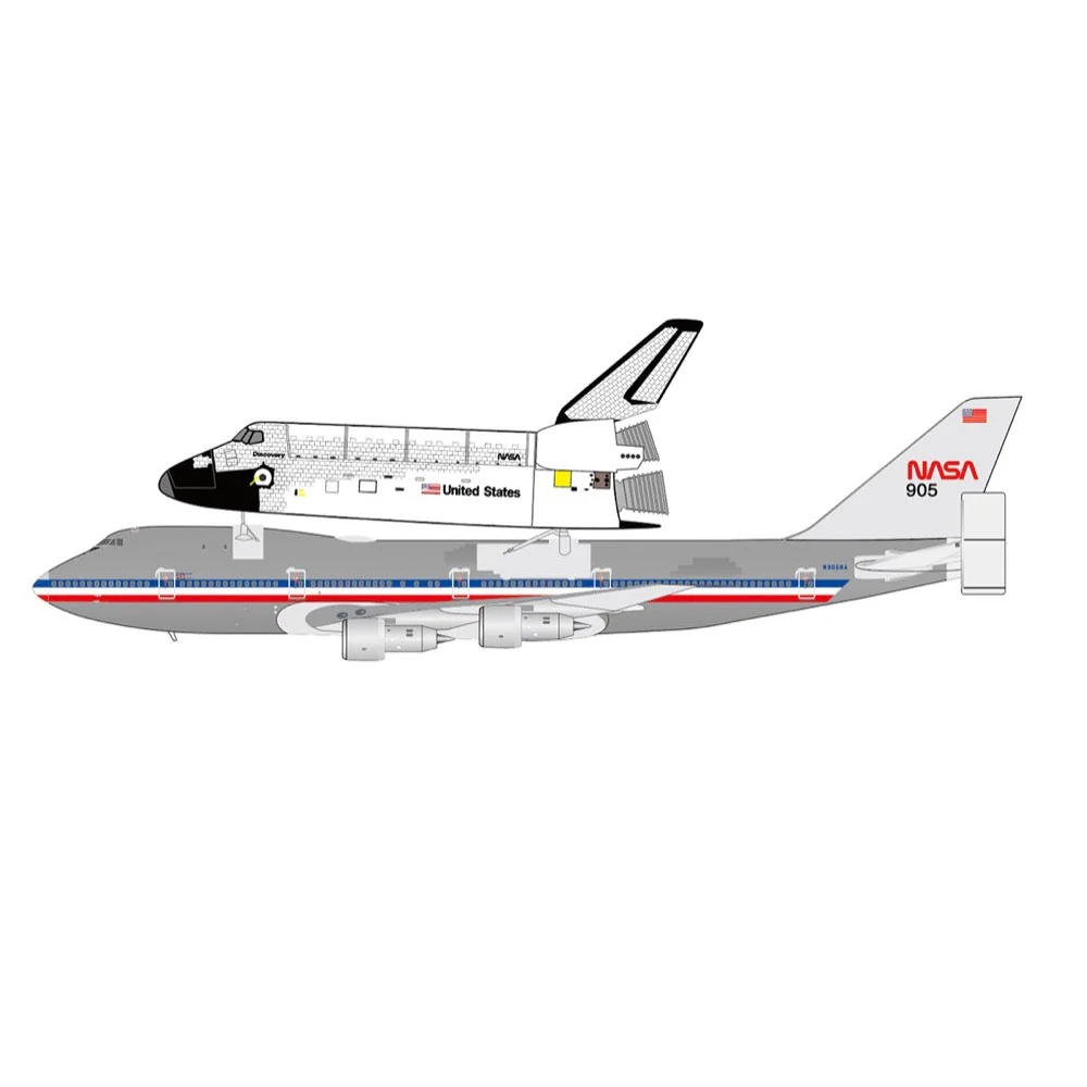 JC Wings XX40341 1/400 NASA Boeing 747-100 Polished with Space Shuttle Reg N905NA With Antenna