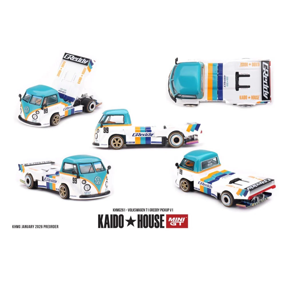 Kaido House x Mini GT KHMG261 1/64 Volkswagen T1 GReddy Pickup V1 - Image 6