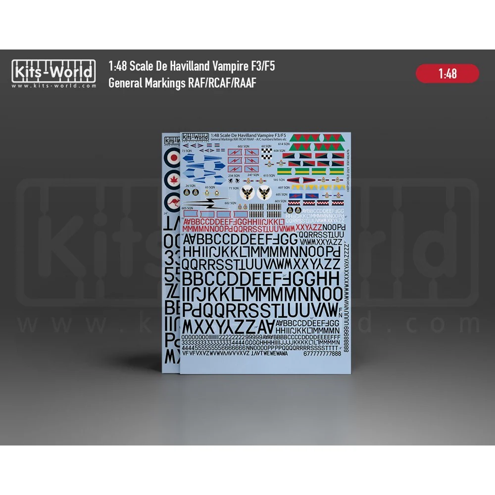 Kits World 148247AB 1/48 Decal for De Havilland Vampire Mk.3/Mk.5 - Image 2