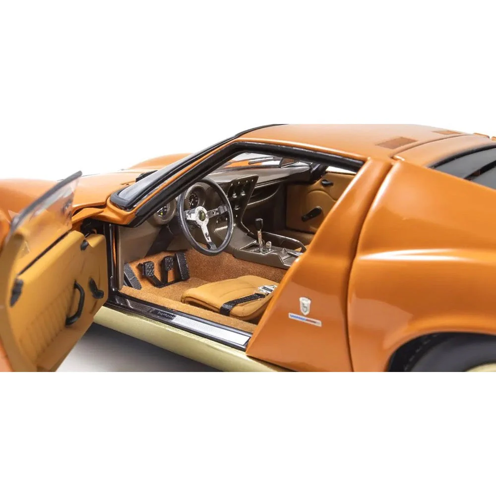 Kyosho KSD08314PB 1/18 Lamborghini Miura P400 Orange/Gold Int. Brown - Image 5