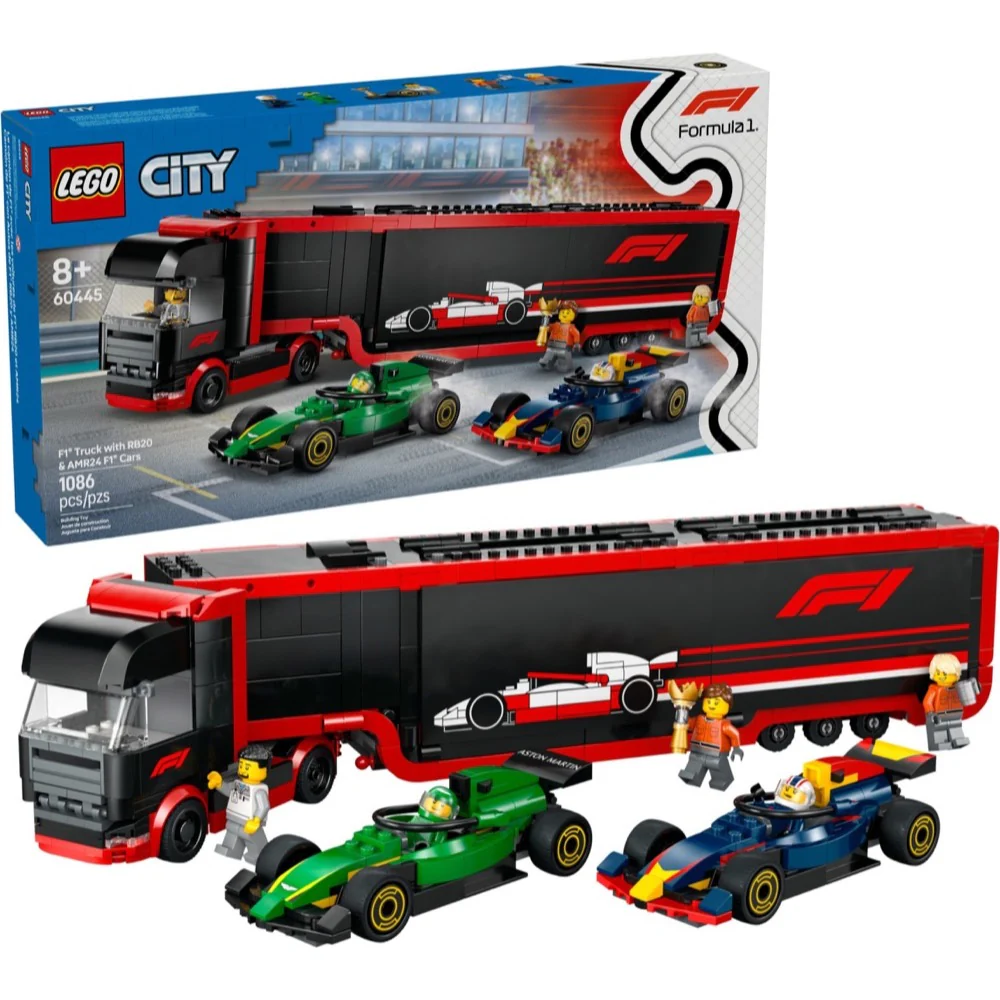 LEGO 60445 City F1 Truck with Red Bull & Aston Martin F1 Cars